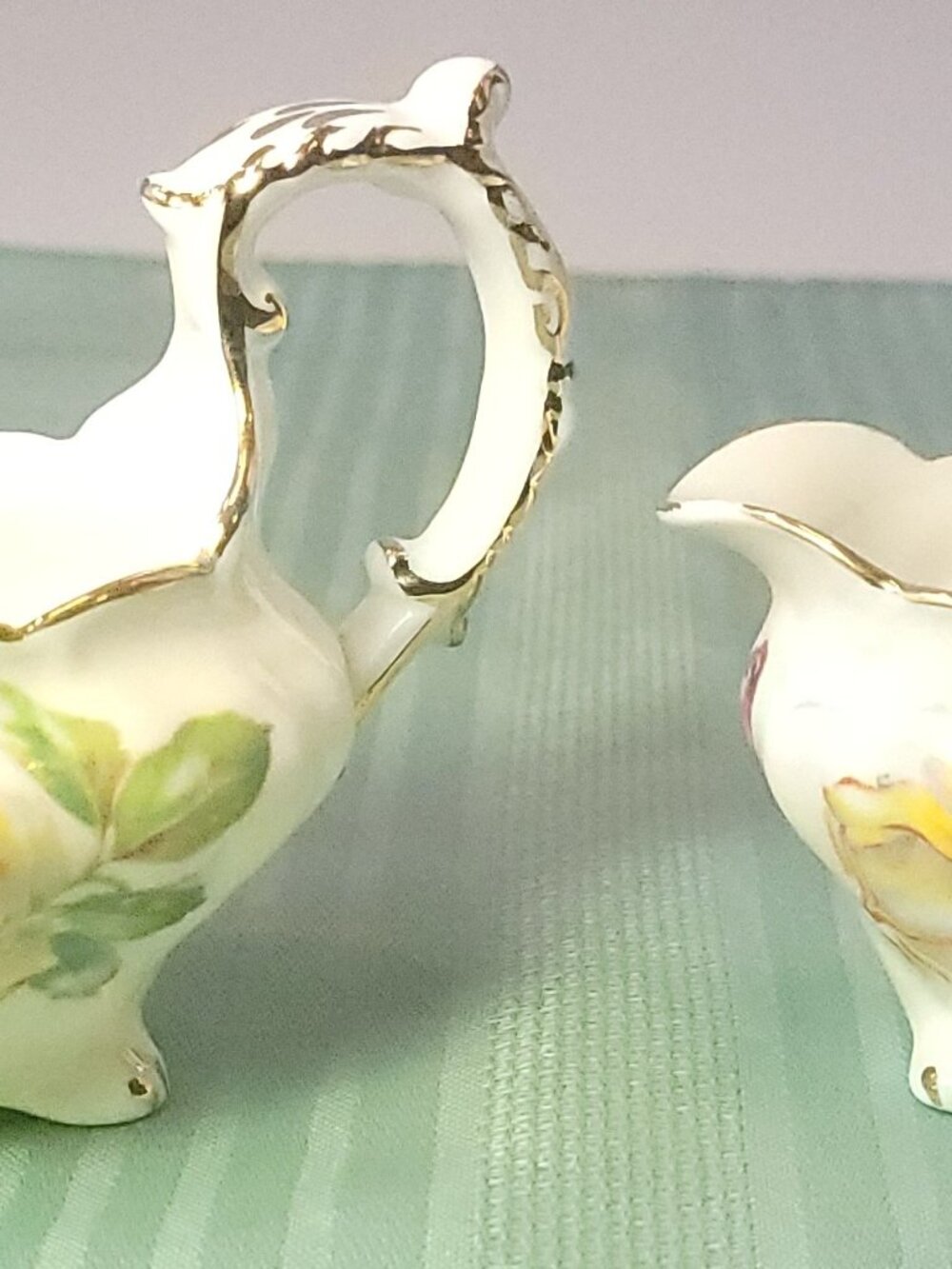 Hammersley England Bone China Morgan’s Rose Creamer & Sugar Set 1940s